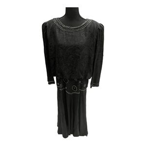 Vintage Dress Beaded Silk Goth Spenser Jeremy 16W
